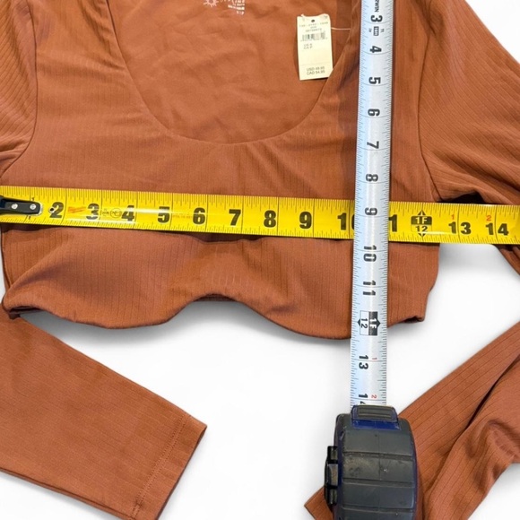NWT Aerie brown ribbed cropped seamless long sleeve size S - Picture 5 of 7